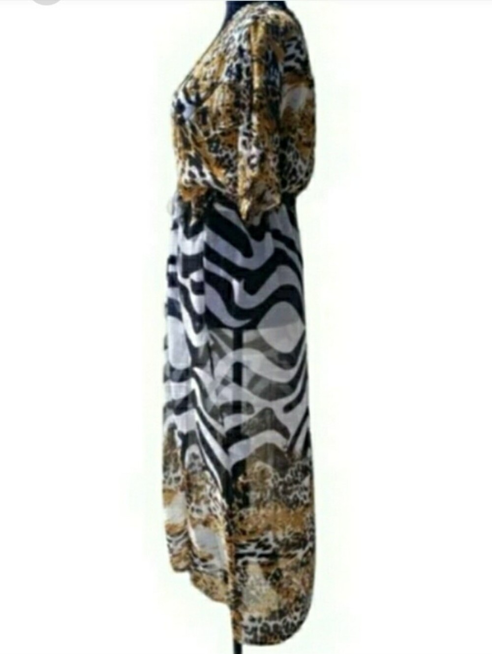 Kimono Leopard Swimsuit Cover Up Duster Zebra Wrap Top Tunic M 🤎 NEW - Picture 6 of 11
